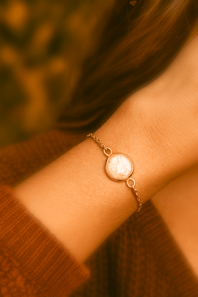 Bracelet grand Iris | Blanc irisé et or