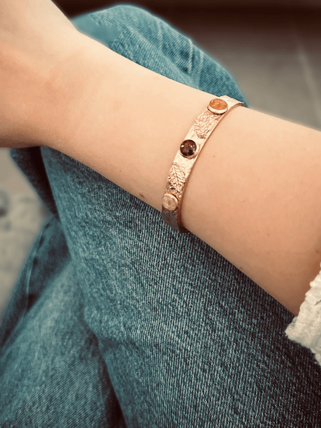 Bracelet Jonc Hazel |Violet |Ambre|Rose pale
