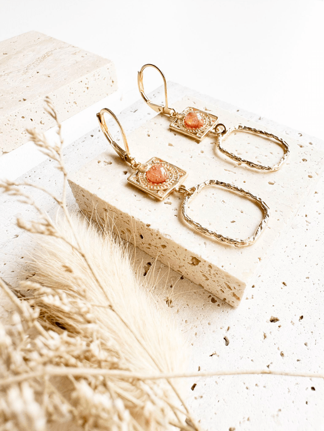 Boucles d'oreilles Hana | Ambré et or