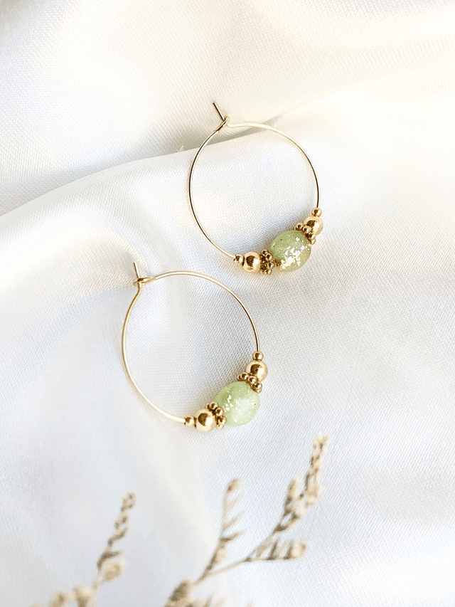 Créoles Paola | Vert amande et Or