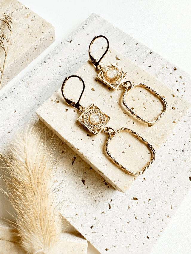 Boucles d&#039;oreilles Hana | Beige et or