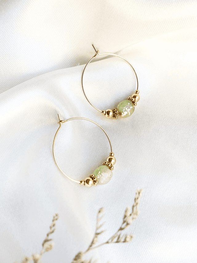 Créoles Paola | Vert amande et Or